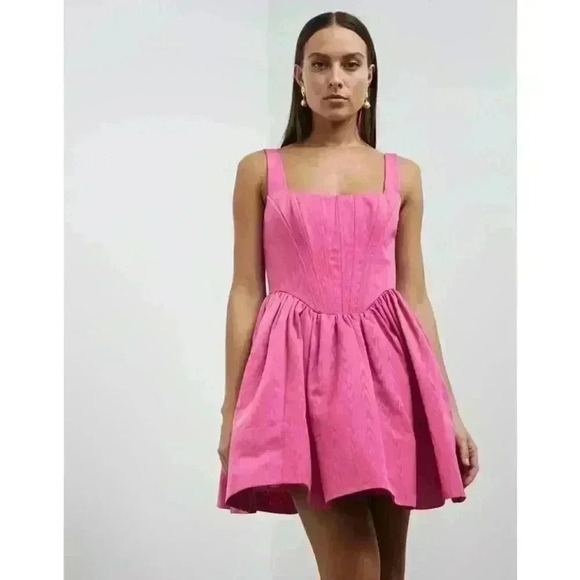 New STAUD Landscape Dress Lollipop Pink Size 0 Retails $395 Sold Out - Picture 9 of 11
